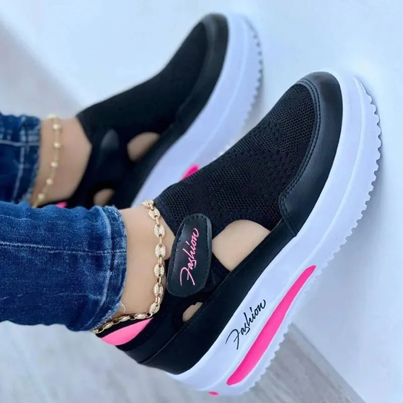 Qengg Women Fashion New Sneakers Slip On Shoes For Women Comfortable Platform Sneakers Plus Size Tenis Feminino Ladies Vulcanize Shoes