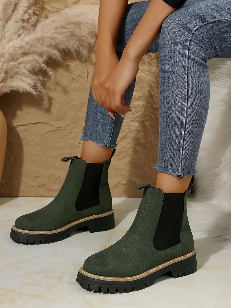womens slip on ankle boots with thick non slip rubber sole low heel everyday formal shoes cushioned insole slip resistant winter boots for women black slipresistant footwear breathable fabric upper casual footwear durable construction office wear details 7