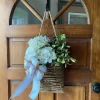 Cream Hydrangea Door Hanger Basket Wreath-mysite-Adracos