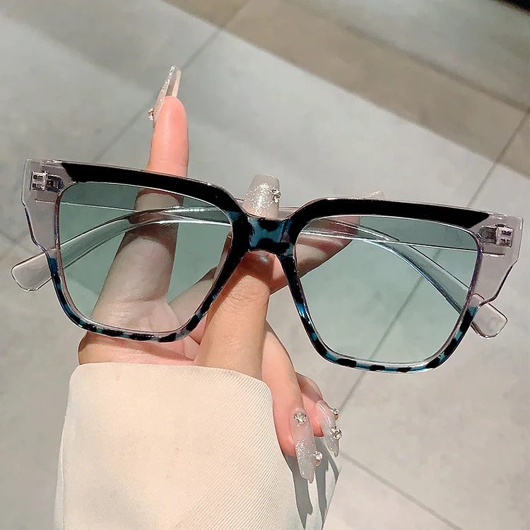 Gradient Color Big Frame Vintage Sunglasses Women Men Square Brand Designer Sun Glasses Female Red Leopard Goggles UV400