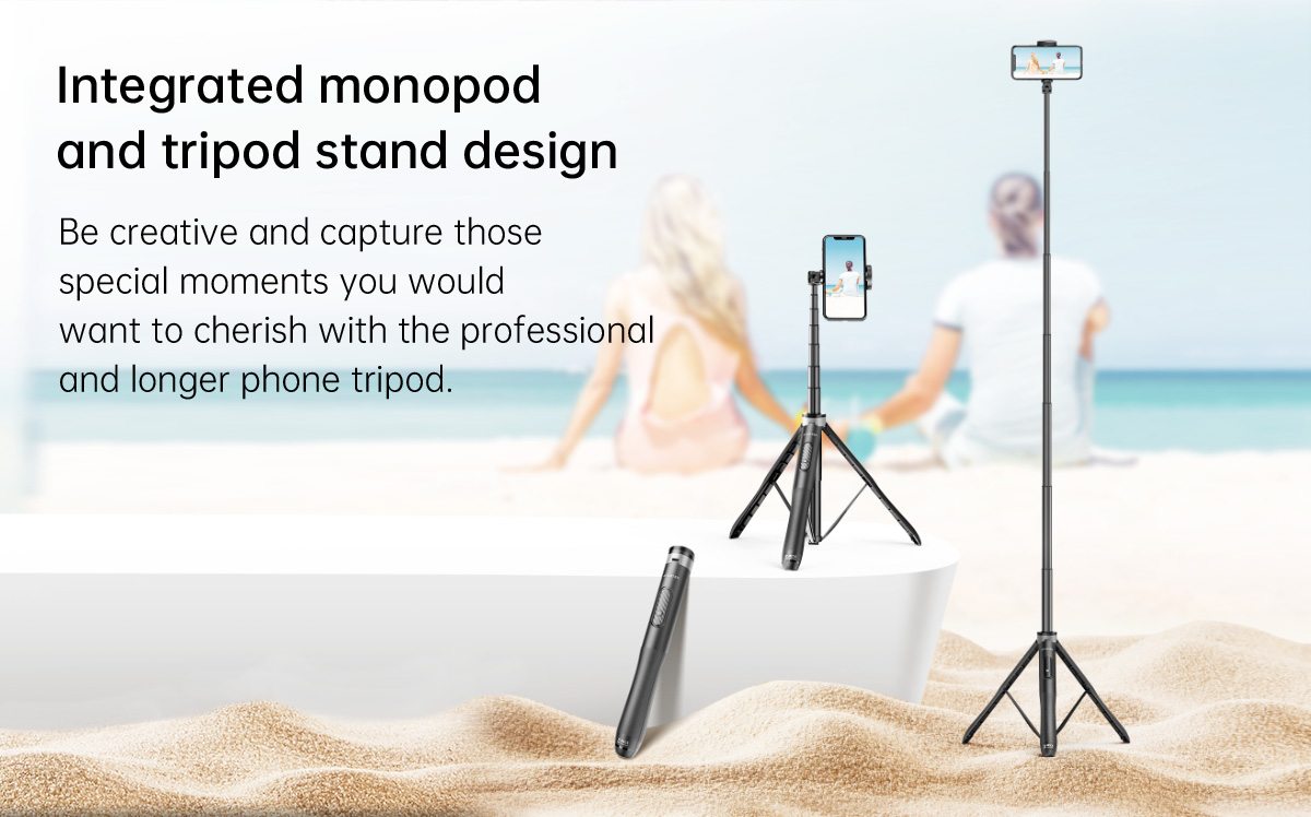 ATUMTEK Trípode para selfie Stick de 51 pulgadas, soporte extensible todo  en uno con control remoto Bluetooth rotación de 360° para iPhone y teléfono