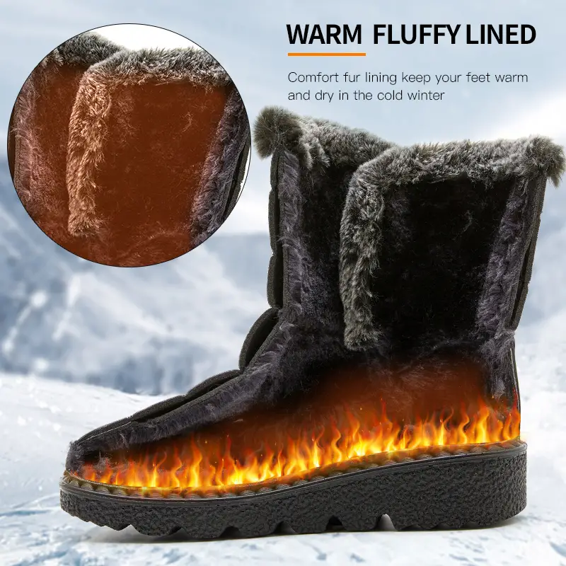 waterproof anti slip winter boots warm plush inner thick sole ankle boots womens snow boots details 2