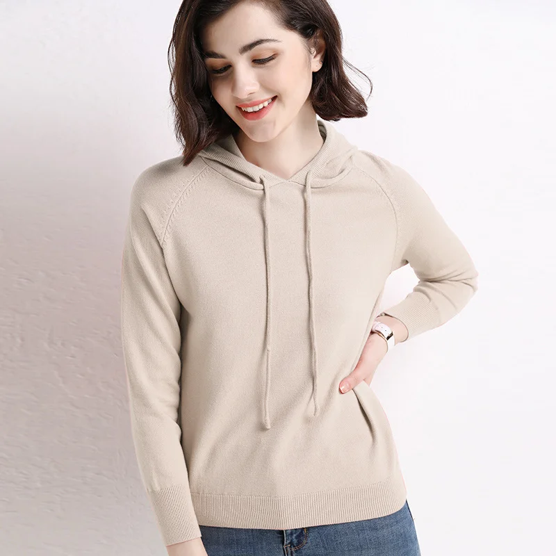 High Quality Women's Solid Color Sweater Hoodie