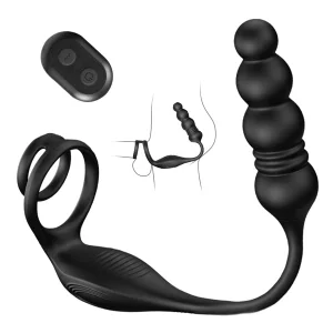 Thrusting & Vibrating Anal Beads With Cock Ring