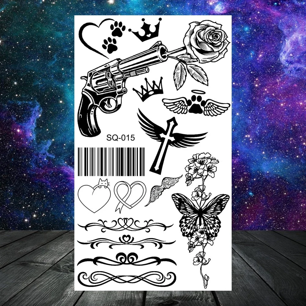 3D Constellation Rose Mountains Tatoos Temporary Tattoos For Women Men Star Moon Sun Realistic Fake Tattoo Small Washable Tatoos