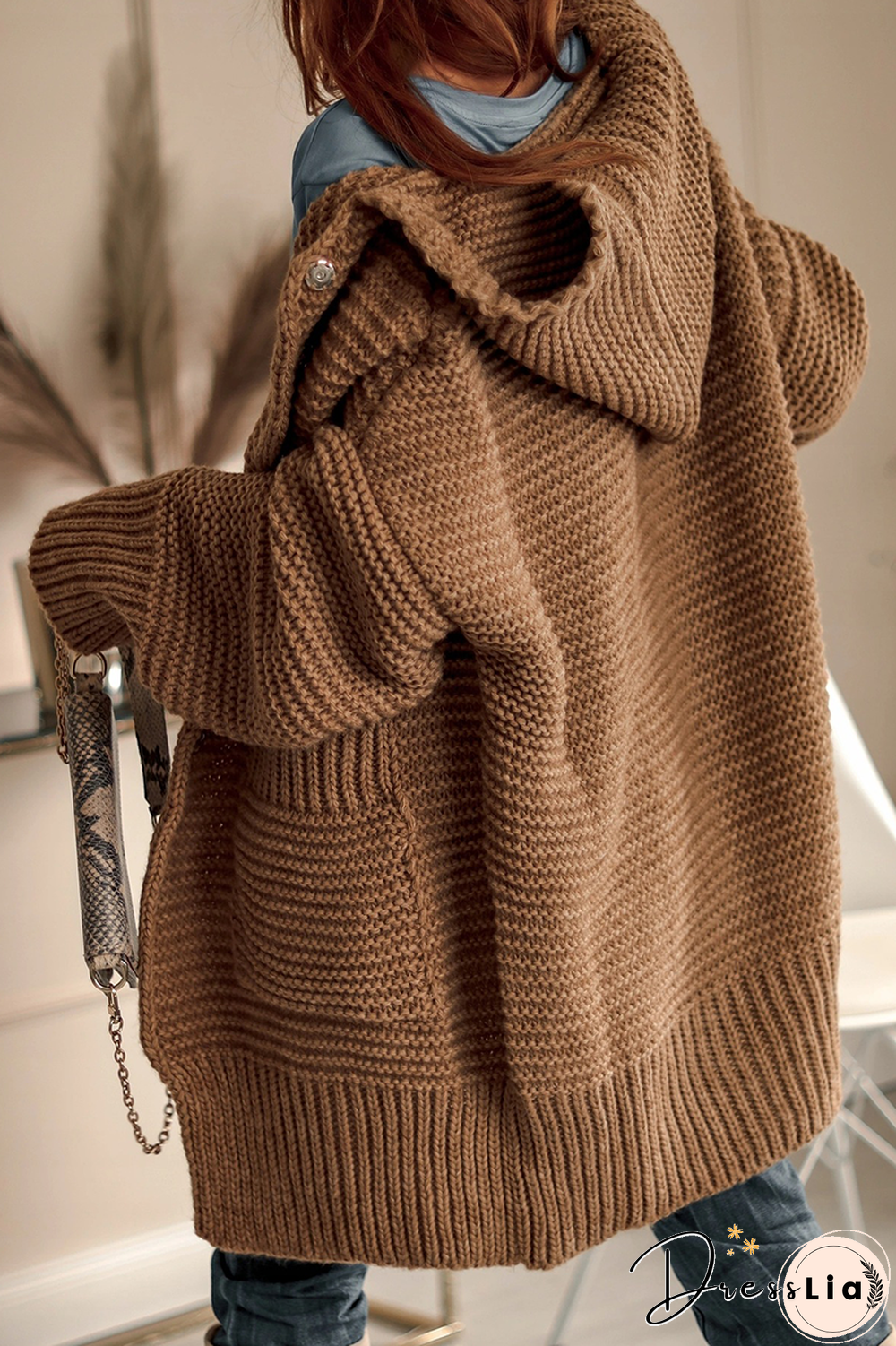 Casual Solid Pocket Hooded Collar Tops Sweater(6 Colors)