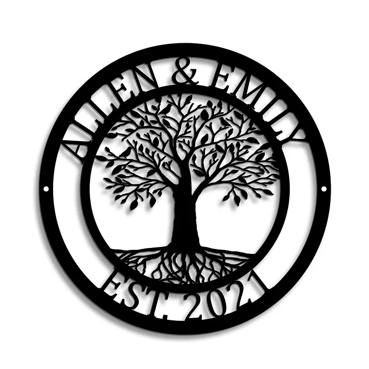 Personalized Tree of Life Metal Monogram Sign for Home Decor - Best Gifts