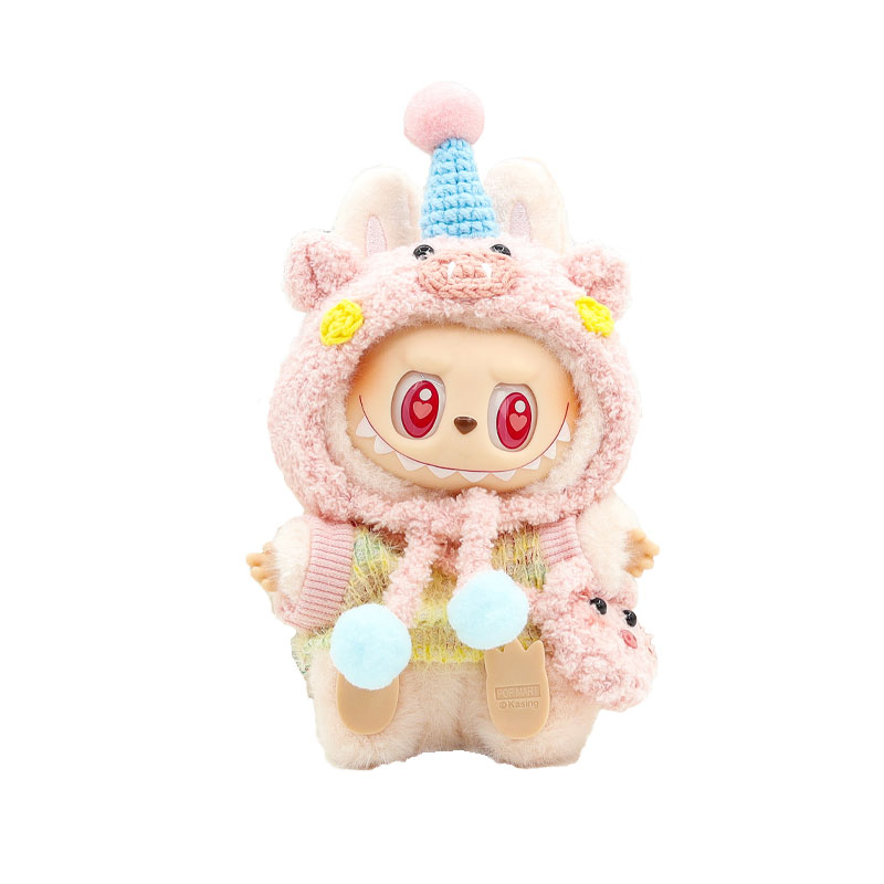 [Dress Up Doll] POP MART THEMONSTERS Cream Piglet Sister Hang Tag Box Labubu Vinyl Sitting Party, 15cm In Height