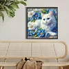 Diamond Painting-DIY Full Round Drill White Cat Flower(40*40 CM)