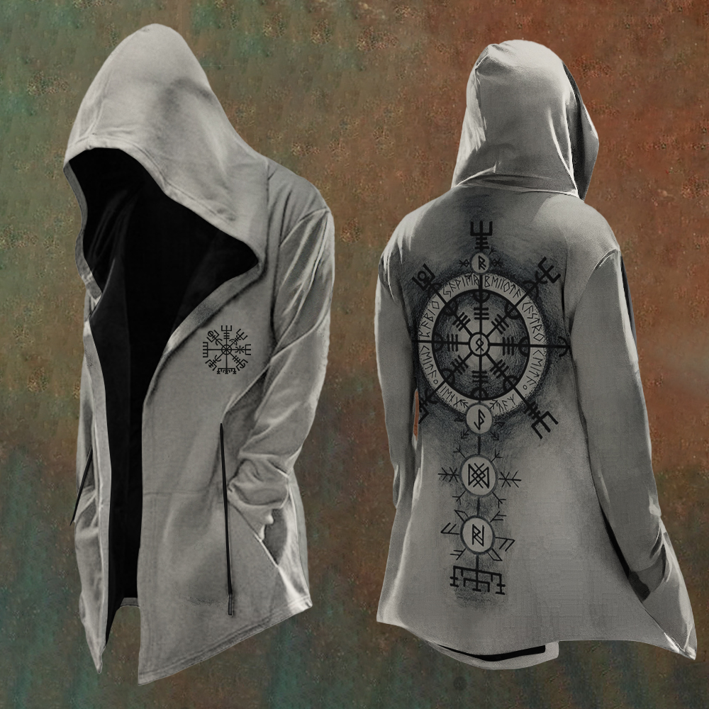 Men'S Vintage Viking Totem Print Art Hooded Jacket / Rvogue / Rvogue