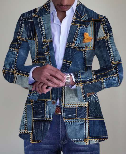 Business Casual Single Breasted Chest Pocket Patchwork Blazer