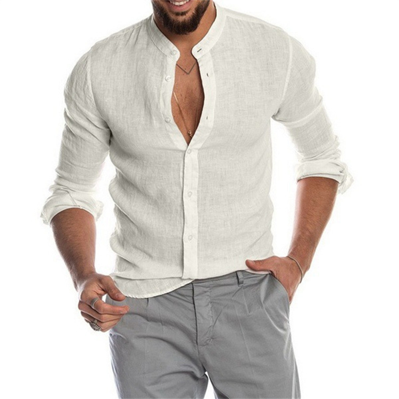 White Stylish and cool summer long-sleeved shirt.