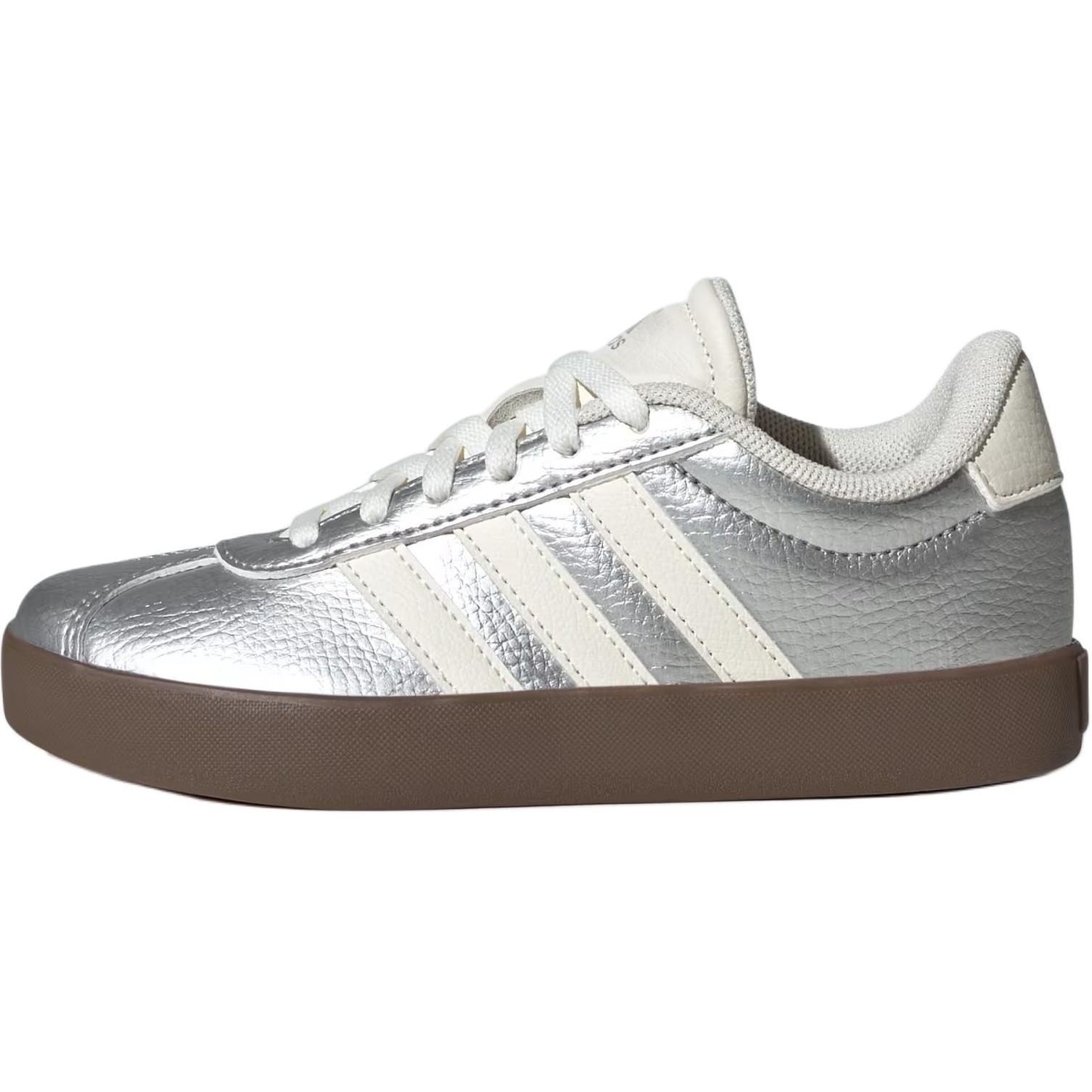 Adidas VL COURT 3.0 Low Top Skateboard Shoes Silver Kids'