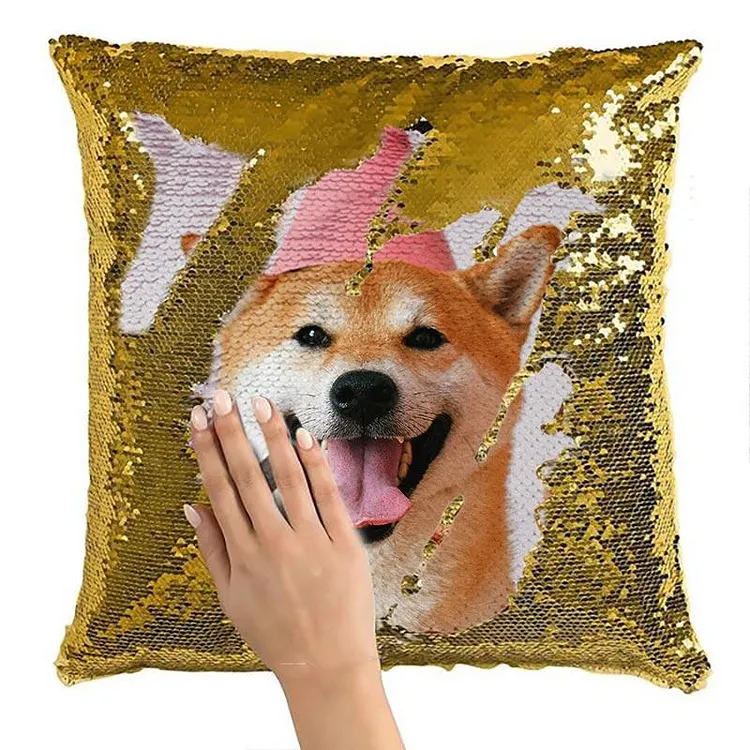 Custom Sequin Throw Pillow with Photo - Make your own Sequin Pillow