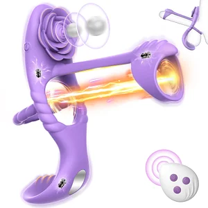 Newly Vibrating Cock Ring 3 Motors Rose Couples Sex Toys