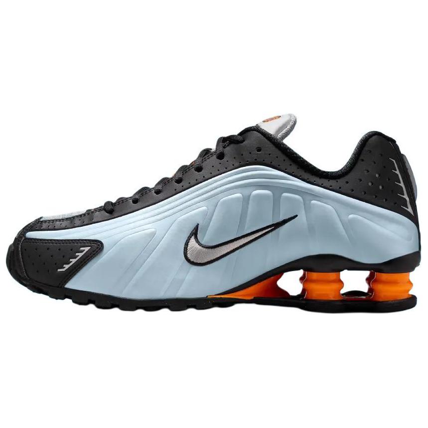 Nike Shox R4 Blue Tint Total Orange Black Metallic Silver Women's