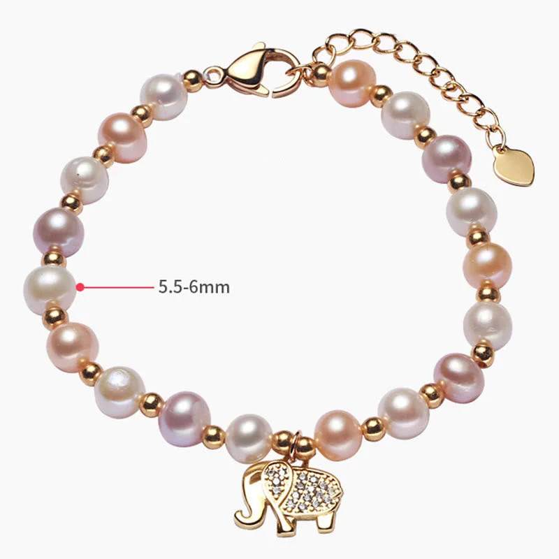 Pearl Elephant Zircon Charm Sincerity Bracelet