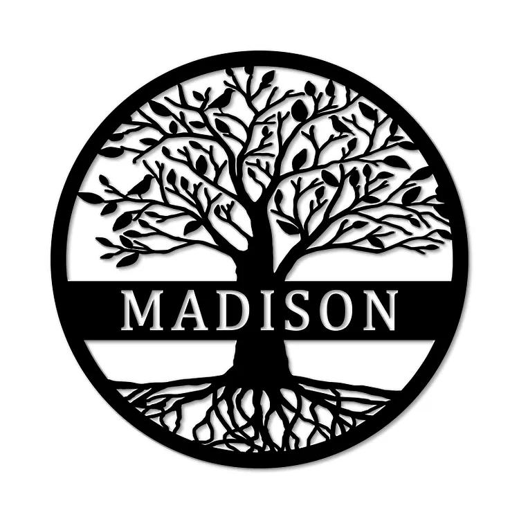 Personalized Elaborate Tree Of Life Metal Monogram Sign