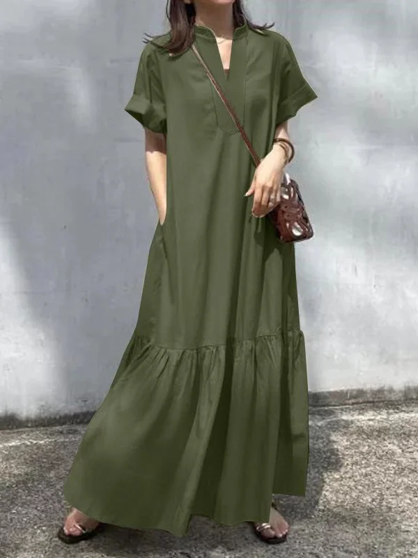 Effortless Grace: A-Line Maxi Dresses with Loose Fit, Split-Joint ...