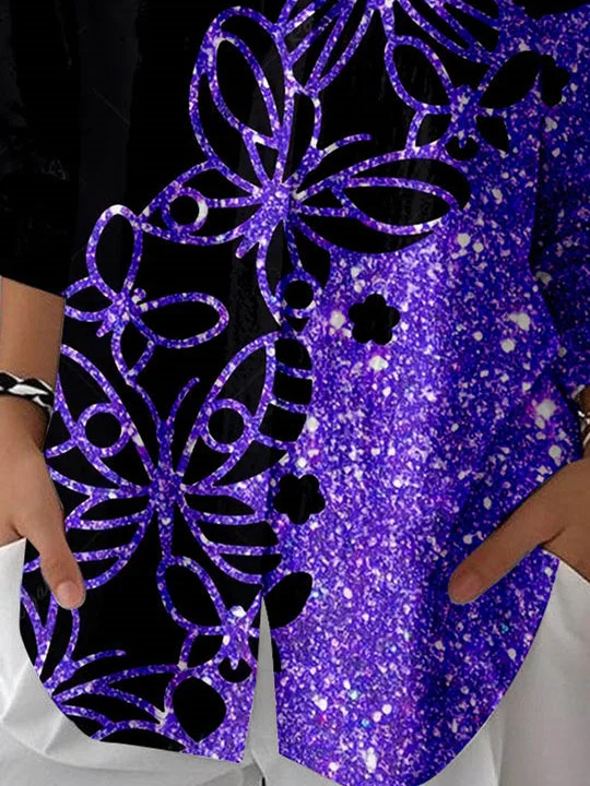 Women 3/4 Sleeve Shirt Collar Floral Printed Graphic Button Tops