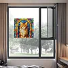 1PC-Diamonds Painting Stained Glass Cat Wall Sticker Home Decor