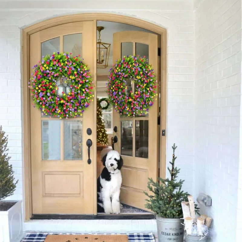 💐🎉Farmhouse Colorful Cottage Wreath