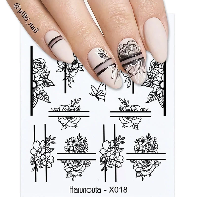 1Pc Spring Water Nail Decal And Sticker Flower Leaf Tree Green Simple Summer DIY Slider For Manicuring Nail Art Watermark
