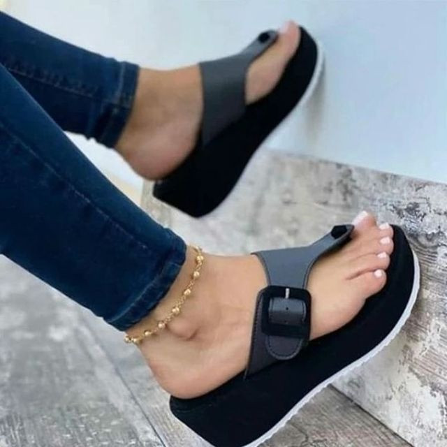 Women Orthopedic Sandals Height Increasing Shock-absorbtive Casual Beach Flip-flop  Stunahome.com