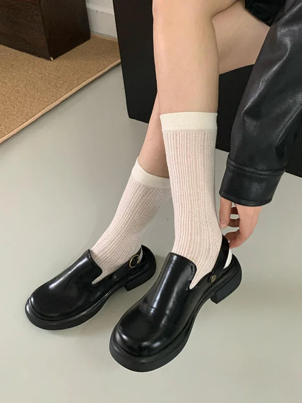 buckle round toe slingbacks wedge heel