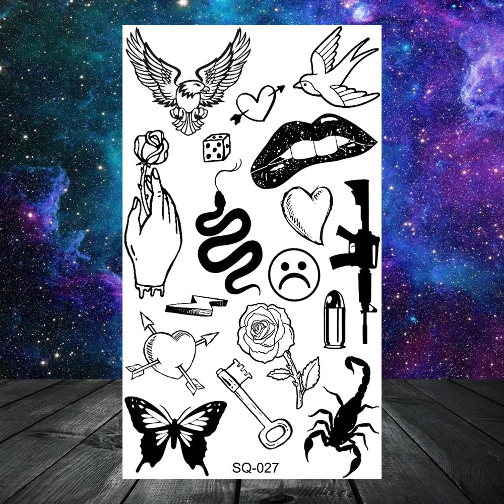 3D Constellation Rose Mountains Tatoos Temporary Tattoos For Women Men Star Moon Sun Realistic Fake Tattoo Small Washable Tatoos