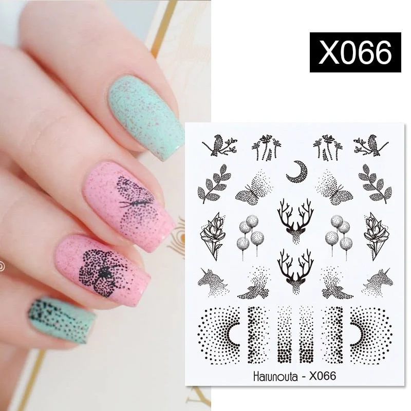 1Pc Spring Water Nail Decal And Sticker Flower Leaf Tree Green Simple Summer DIY Slider For Manicuring Nail Art Watermark