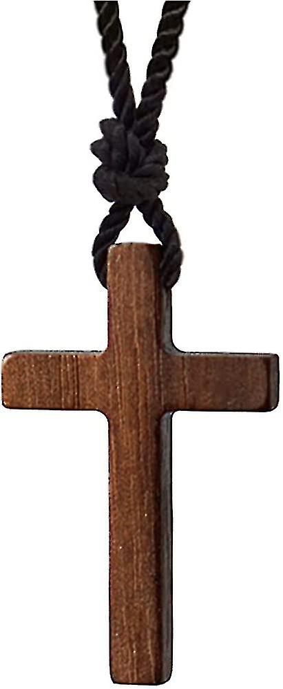 Natural Walnut Wood Cross Pendant Necklace For Men Women Boy Girl Wooden Necklace lin