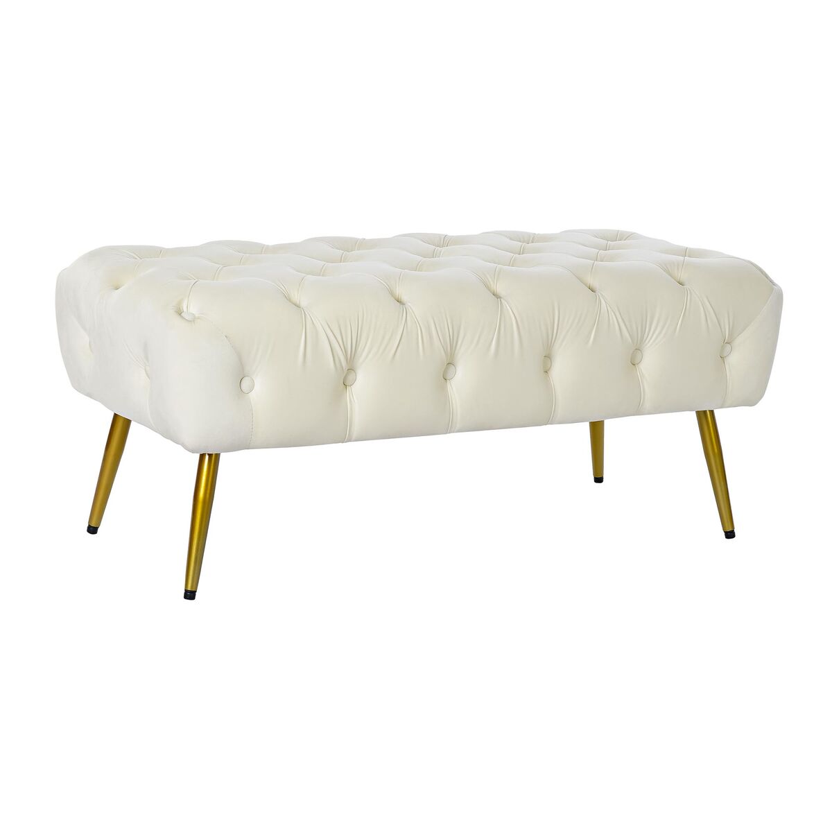 Bench Home ESPRIT Cream Golden Polyester Metal 103 x 46 x 42 cm