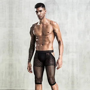 Men's fishnet see-through stretch sexy temptation boxers