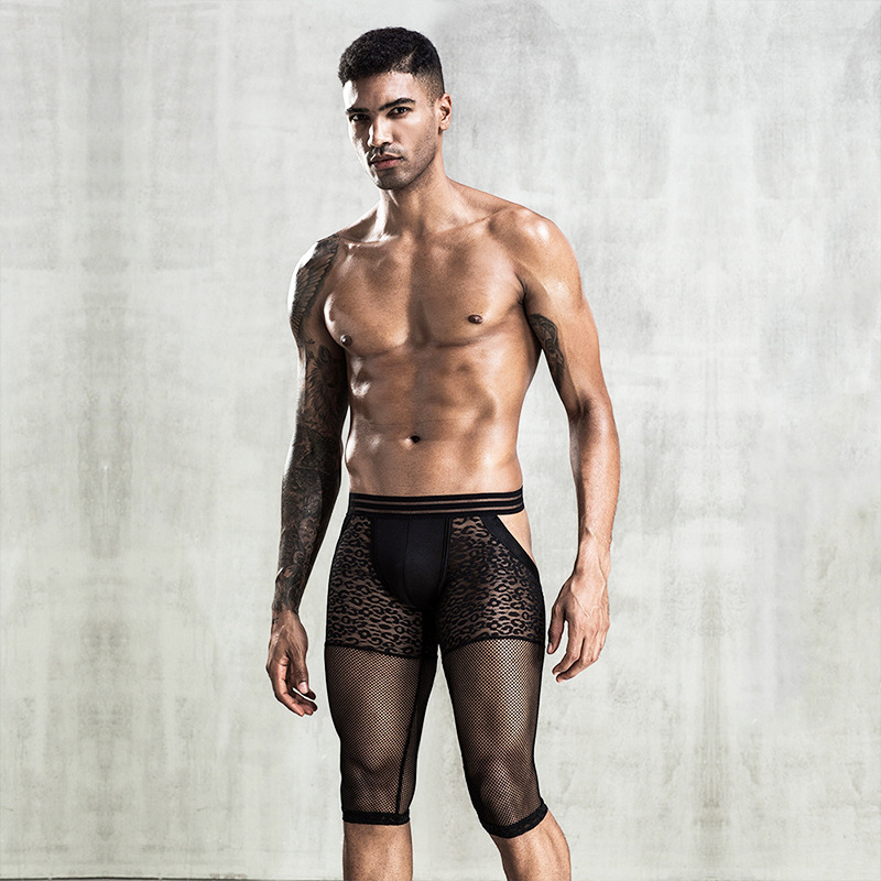 Men's fishnet see-through stretch sexy temptation boxers