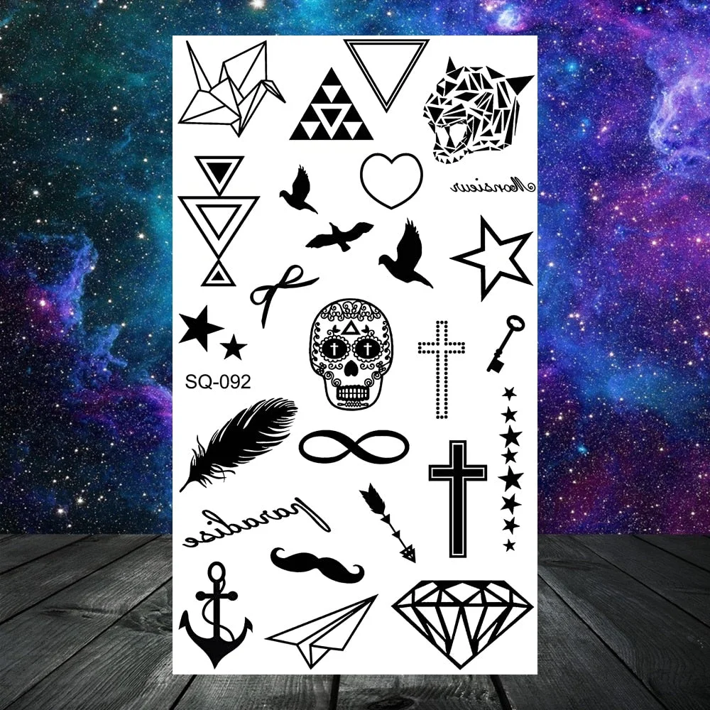 3D Constellation Rose Mountains Tatoos Temporary Tattoos For Women Men Star Moon Sun Realistic Fake Tattoo Small Washable Tatoos