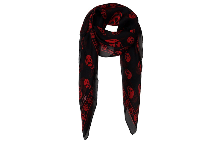 Alexander McQueen Silk Scarves Women's Black Red