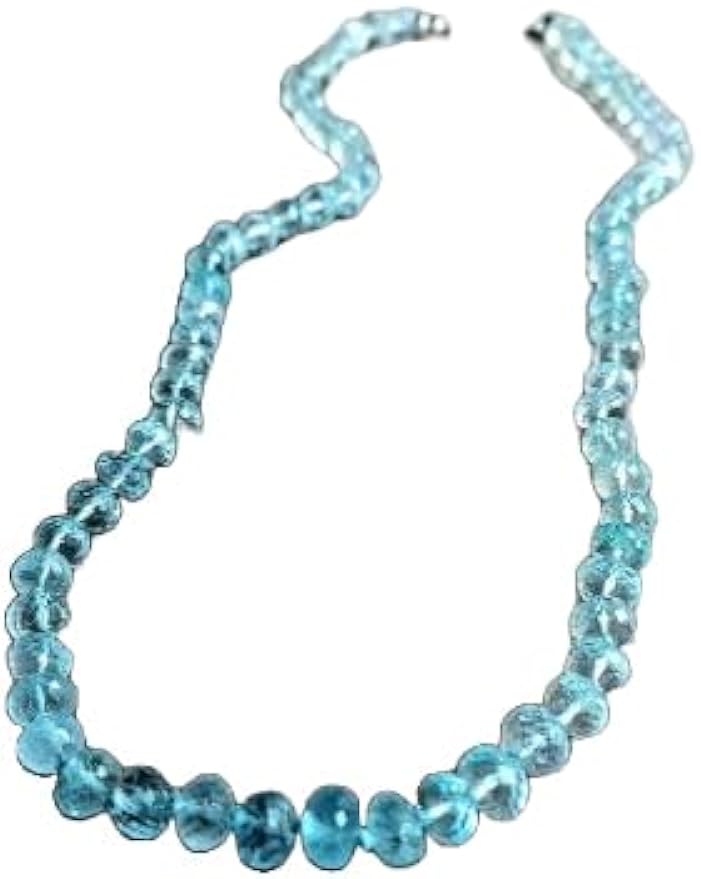 LKBEADS Natural aquamarine Necklace rondelle 4-6mm smooth 16inch Full strand Beads Jewelry Gemstone Necklace crystal healing energy stone Necklace for Women