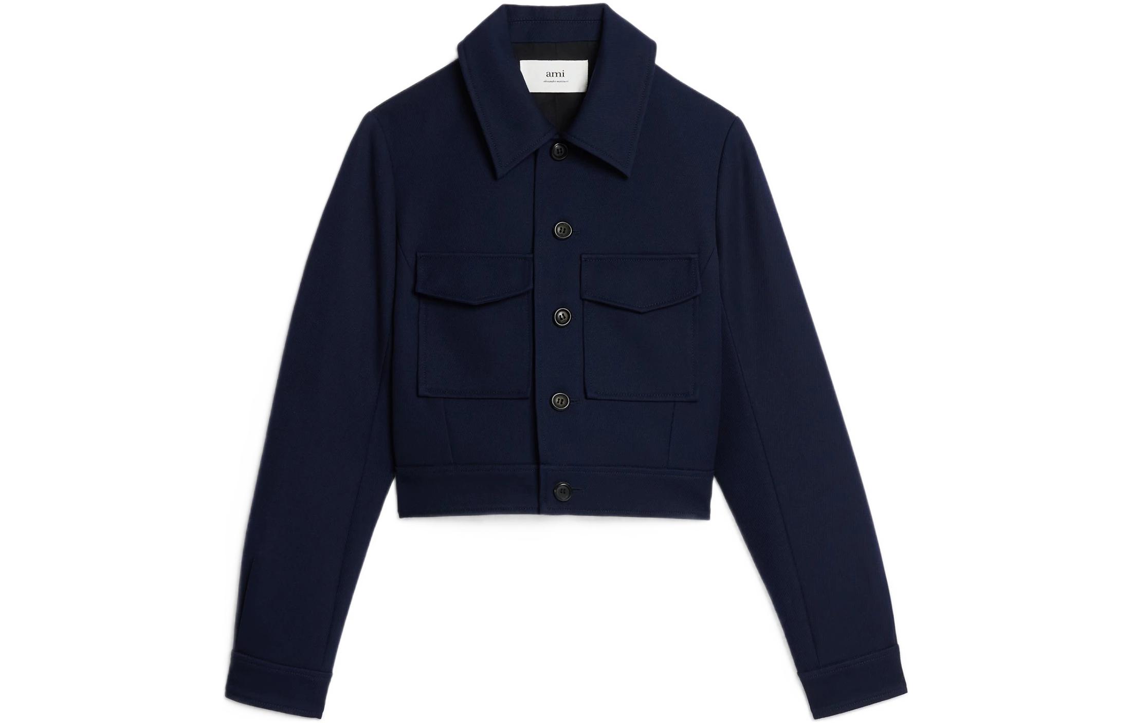 AMIPARIS Cropped Coats Women's Marine Blue