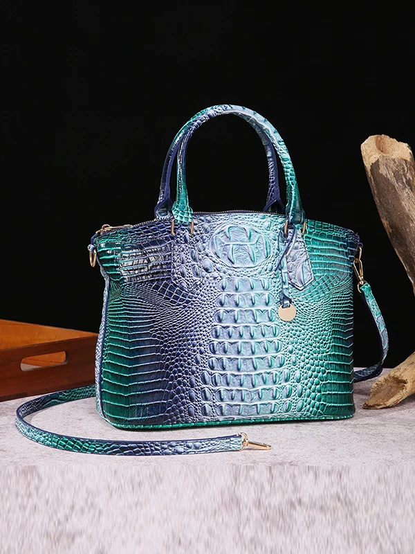 Alligator Print Pleated Split-Joint Bags Handbags