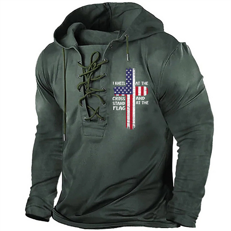 Kneel Cross At The Cross Memorial Day Never Forget Veteran Retro Hoodie