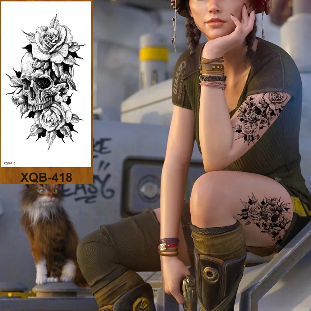 Hot Sale Temporary Tattoos Stickers Night Demon Sword Snake Men Women Girl Flower Arm Body Leg Chest Fake Tatoo Waterproof DIY