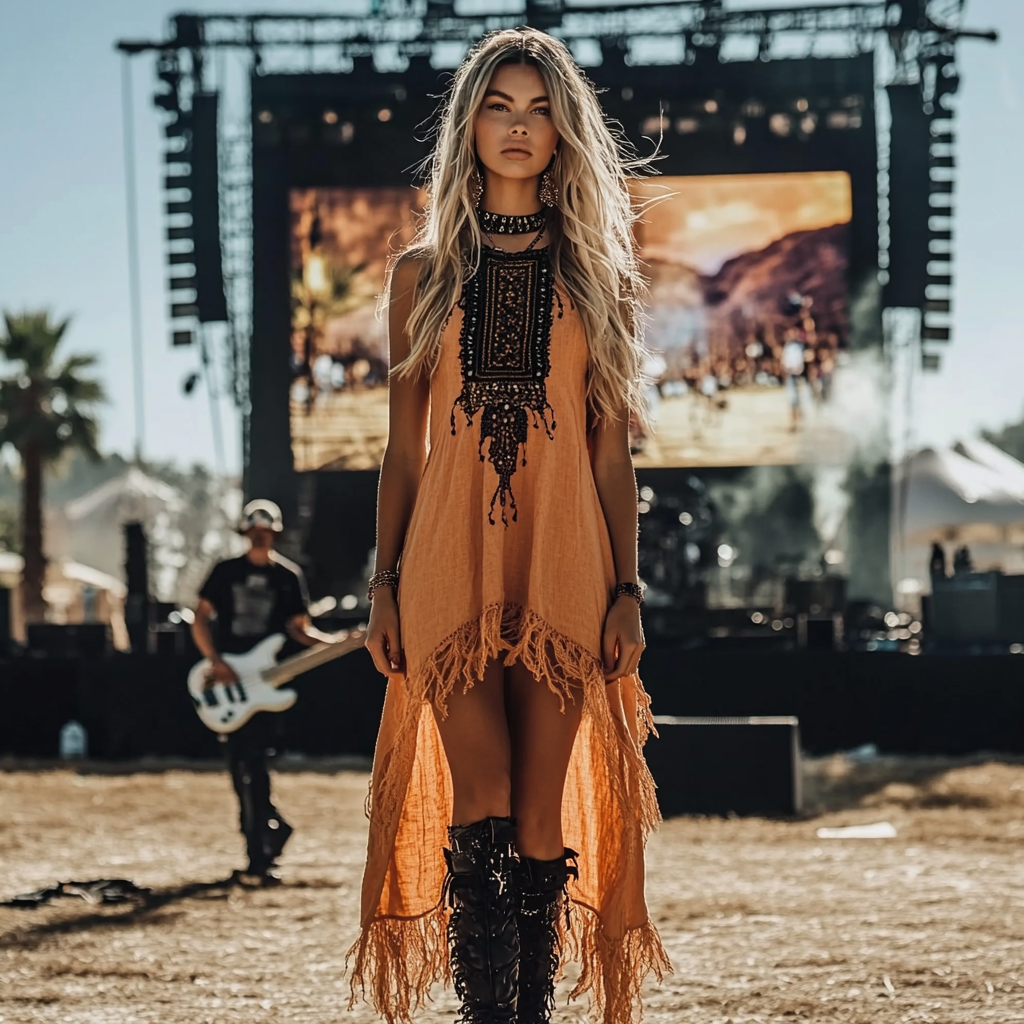 Music Festival Rock Party Heat Wave Carnival Vintage Wilderness Ethnic Style Linen Tassel Lace Suspender Dress