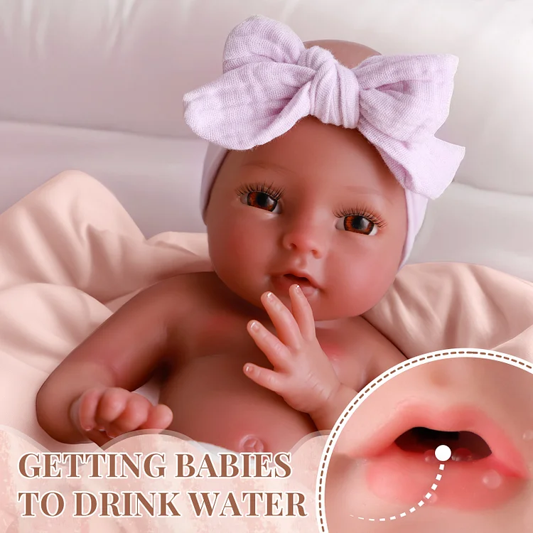 [Drink and Wet System]Babeside Terry 12" Realistic Silicone Smiling Baby Little Infant Girl Emotional Relief Companion