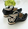 Girls Bowknot Rhinestone LeatherParty Dress Shoes
