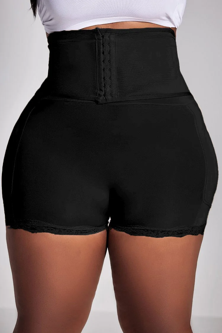 Xpluswear Design Plus Size Daily Black High Waist Body Shaping Waist Buttoned Hip Butt Lifting Shapewear  2024 - Xpluswear