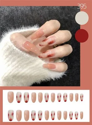 Nails Art Fake Nail Tips Press on Tipsy with Glue Coffin Stick Designs Clear Display Set Full Cover Artificial Short kiss square-Nail Inspo