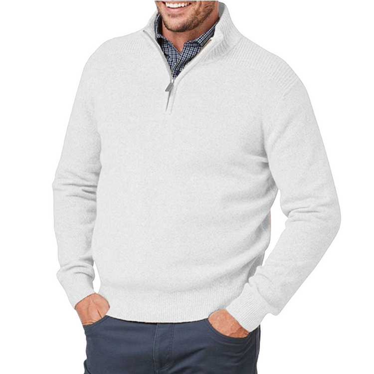 Men’s Cashmere Three-Quarter Zip Sweater