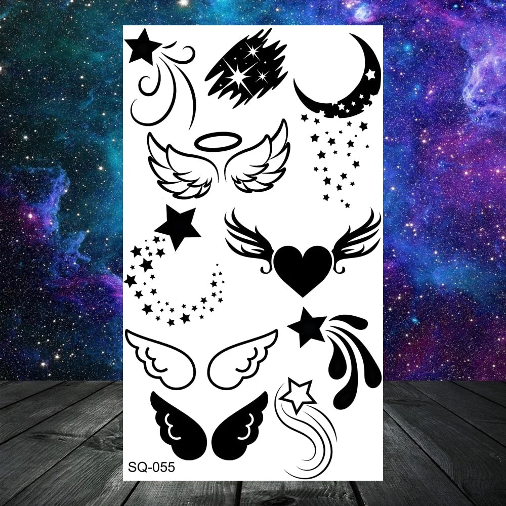 3D Constellation Rose Mountains Tatoos Temporary Tattoos For Women Men Star Moon Sun Realistic Fake Tattoo Small Washable Tatoos