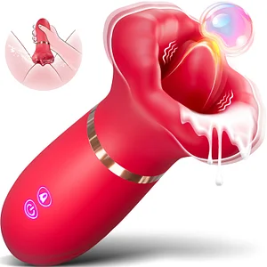 Mouth-shaped Tongue Licking Vibrator Nipples Clit Stimulator With 10 Thrusting Modes